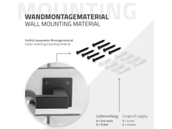 2x Perchero de pared negro para vestidor/armario barra para ropa/toallas 60x30cm