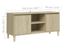 Xara Mueble de TV patas madera maciza roble Sonoma 103,5x35x50 cm