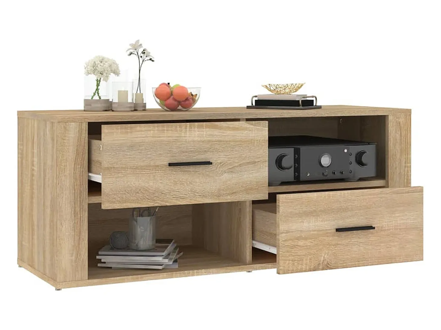 Xyra Mueble para TV madera contrachapada color roble 100x35x40 cm