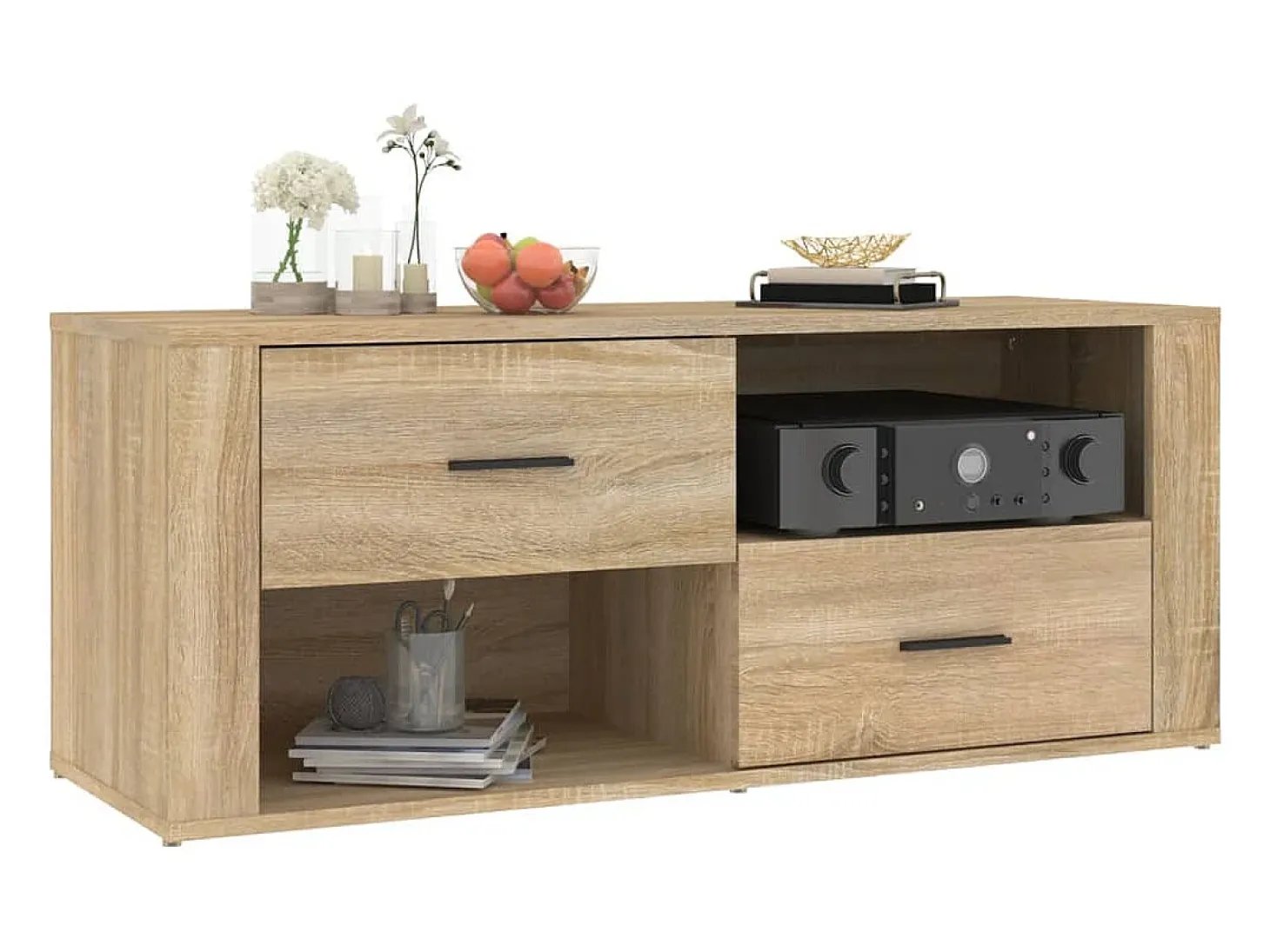 Xyra Mueble para TV madera contrachapada color roble 100x35x40 cm