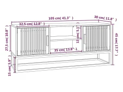 Yelara Mueble de TV erro y madera contrachapada negro 105x30x45 cm