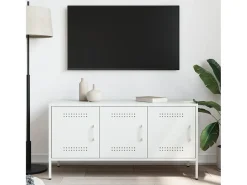Yelda Mueble de TV de acero blanco 100,5x39x50,5 cm