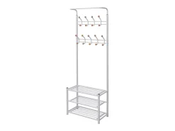 Yngulf Perchero de ropa con repisa para zapatos 68x32x182,5 cm blanco