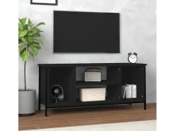 Ypel Mueble de TV madera contrachapada negro 102x35x45 cm