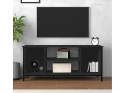 Ypel Mueble de TV madera contrachapada negro 102x35x45 cm