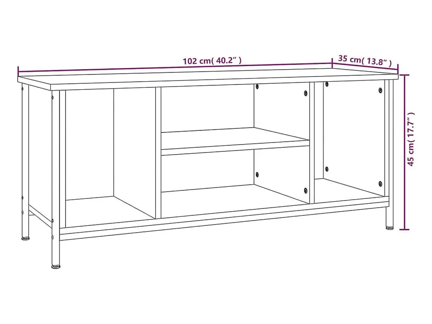 Ypel Mueble para TV madera contrachapada roble Sonoma 102x35x45 cm