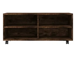 Yron Mueble TV con ruedas madera contrachapada roble humo 90x35x35cm