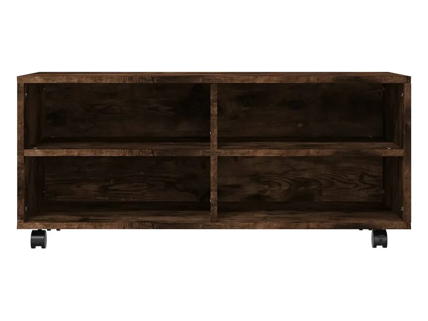 Yron Mueble TV con ruedas madera contrachapada roble humo 90x35x35cm
