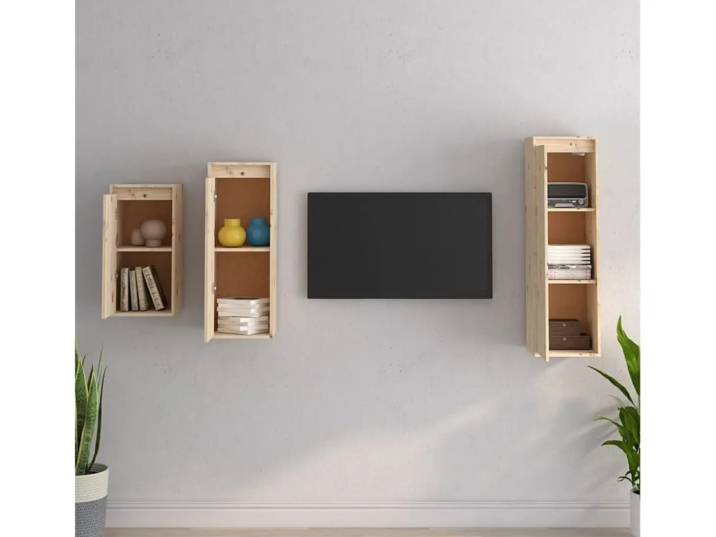 Yrorin Muebles para TV 3 piezas madera maciza de pino