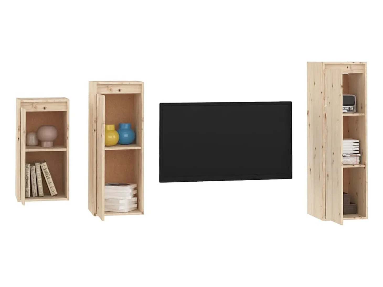 Yrorin Muebles para TV 3 piezas madera maciza de pino