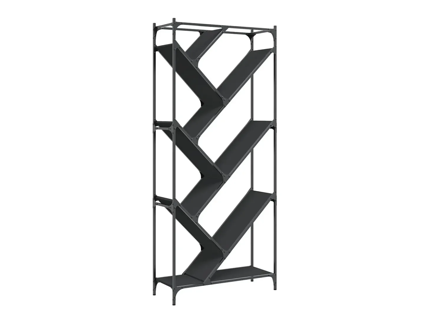 Øystine Estantería de madera de ingeniería y metal negro 79x30x180 cm