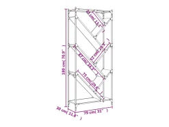 Øystine Estantería de madera de ingeniería y metal negro 79x30x180 cm
