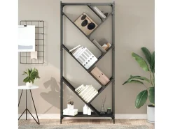 Øystine Estantería de madera de ingeniería y metal negro 79x30x180 cm