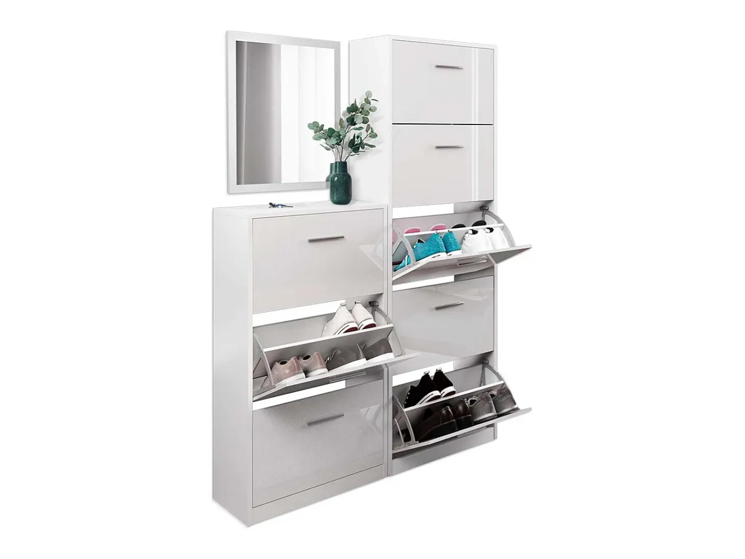 Zapatera abatible blanco alto brillo 59x22x105 gizmo