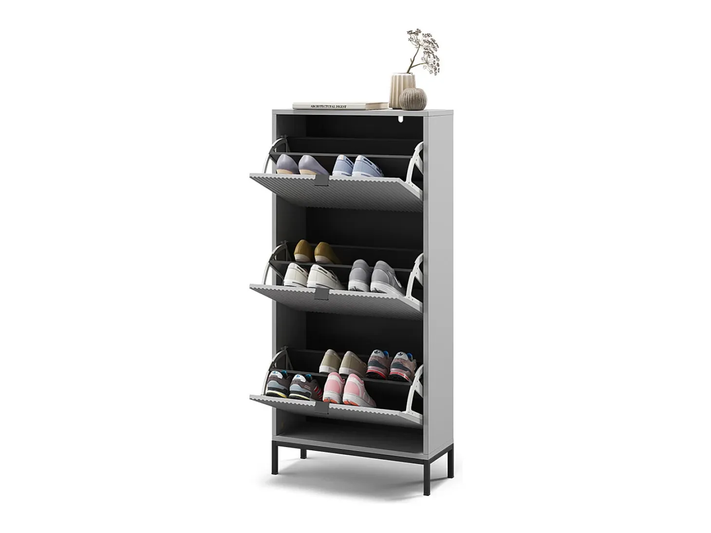 Zapatera abatible gris 60x24x130 eliza