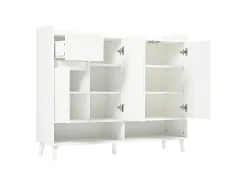 Zapatero - 120 x 35 x 99 cm - Con 4 puertas y 1 cajón + Estante ajustable - Gran capacidad - Aglomerado - blanco