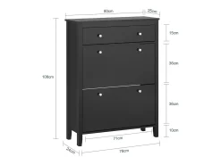 Zapatero 2 Solapas Armario de Entrada Zapatero con cajón grande Negro 80 x 25 x 108 cm FSR89-SCH SoBuy ES