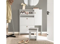 Zapatero 3 solapas,1 puerta y 1 taburete Armario de entrada 95 x 30 x 121 cm FSR107-W Blanco SoBuy ES