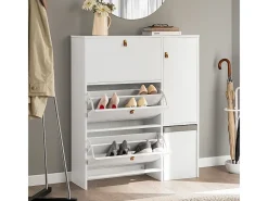 Zapatero 3 solapas,1 puerta y 1 taburete Armario de entrada 95 x 30 x 121 cm FSR107-W Blanco SoBuy ES