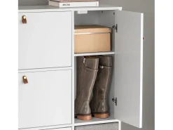 Zapatero 3 solapas,1 puerta y 1 taburete Armario de entrada 95 x 30 x 121 cm FSR107-W Blanco SoBuy ES