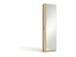 Zapatero alto de 1 puerta con espejo en roble canadian 180x50 cm Roma Roble Canadian