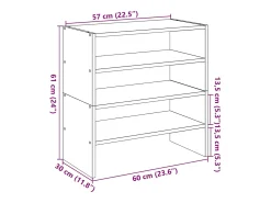 Zapatero apilable de 2 piezas, roble Sonoma, 60x30x30,5cm