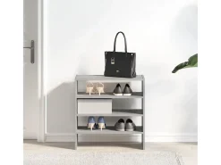 Zapatero apilable de 2 piezas, gris hormigón, 60x30x30,5 cm
