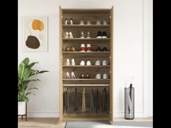 Zapatero artesano de roble 80x39x180 cm fabricado en madera de ingeniería