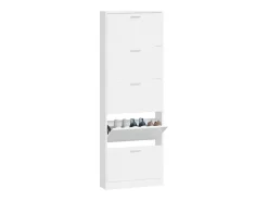 Zapatero Blanco brillo 59x17x169 cm Madera de ingeniería