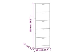 Zapatero Blanco brillo 59x17x169 cm Madera de ingeniería