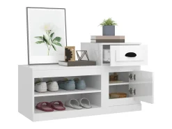 Zapatero blanco brillo 100x42x60 cm madera contrachapada