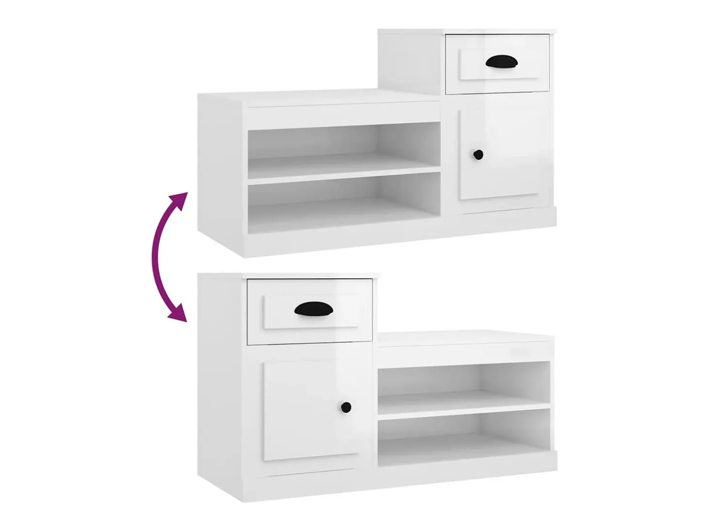 Zapatero blanco brillo 100x42x60 cm madera contrachapada