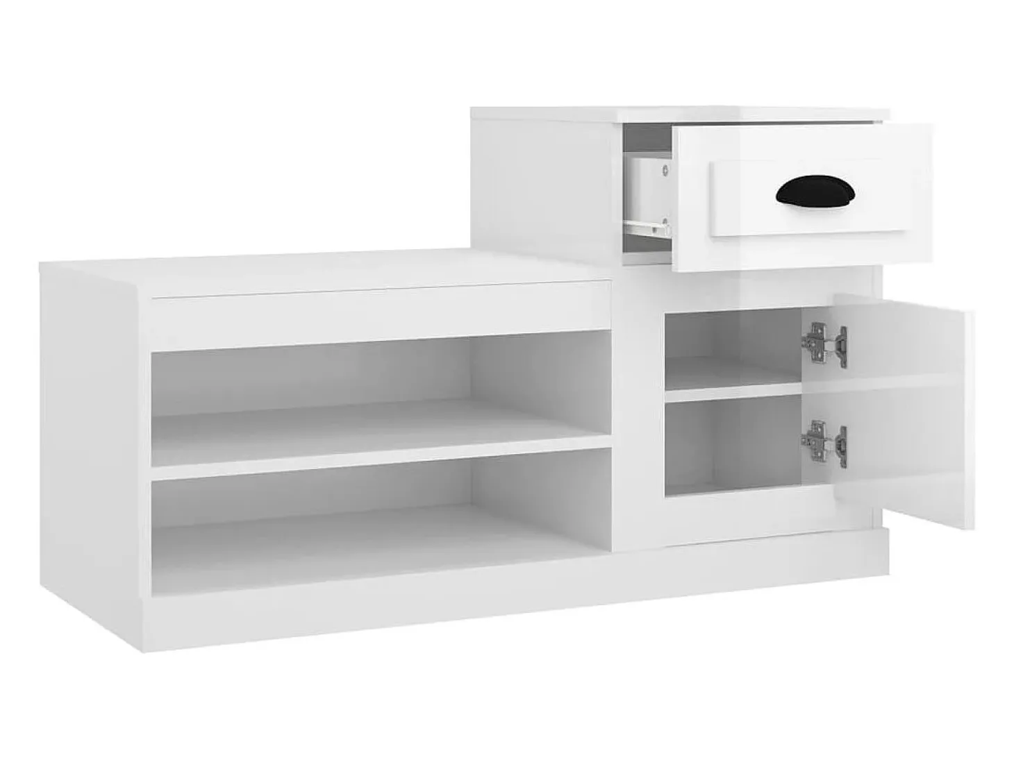 Zapatero blanco brillo 100x42x60 cm madera contrachapada