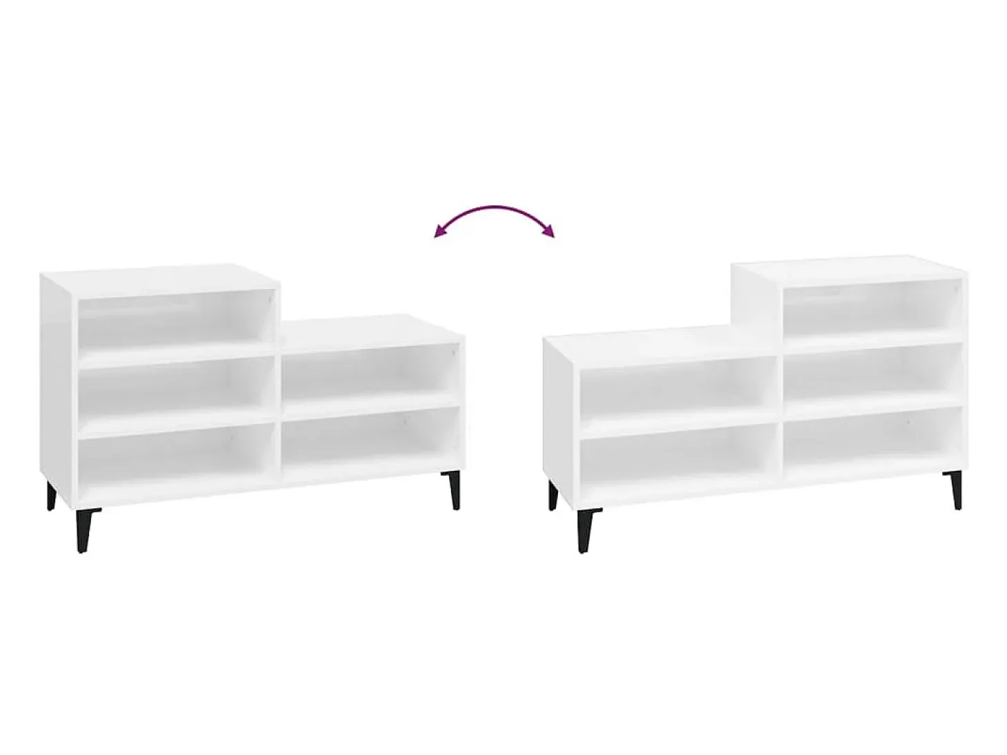Zapatero Blanco brillo 102x36x60 cm Madera de ingeniería
