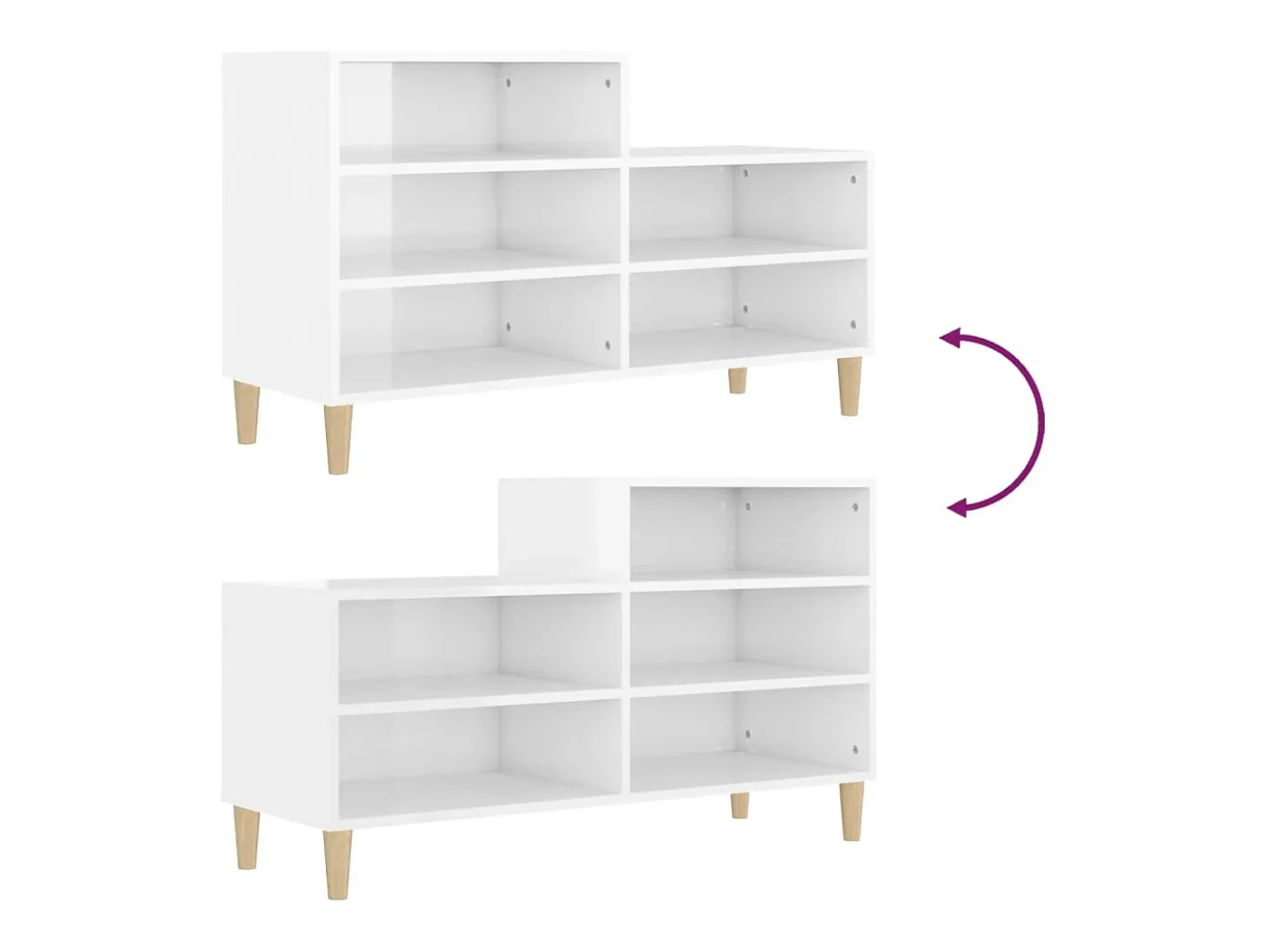 Zapatero Blanco brillo 102x36x60 cm Madera de ingeniería