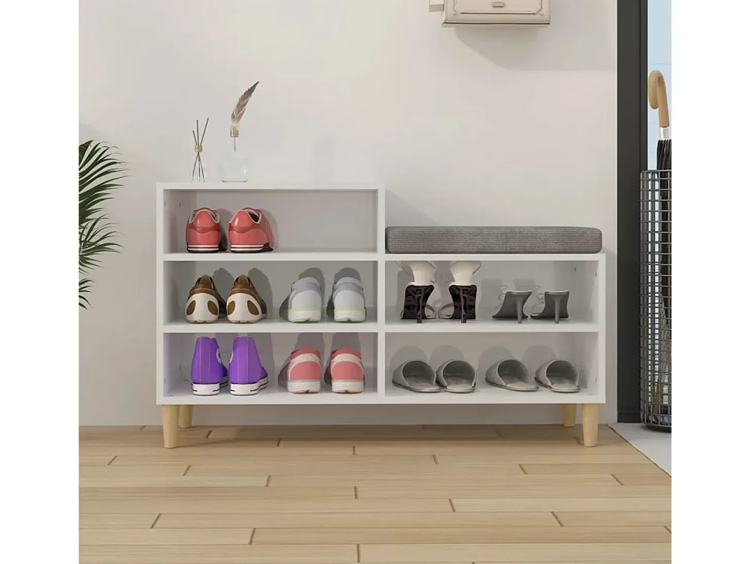 Zapatero Blanco brillo 102x36x60 cm Madera de ingeniería
