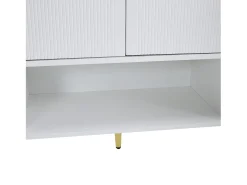 Zapatero blanco con 2 cajones y 4 puertas, tiradores y patas dorados