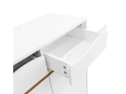 Zapatero blanco con luces LED de 16 colores, diseño moderno con cajones y estantes, para entrada, salón o pasillo