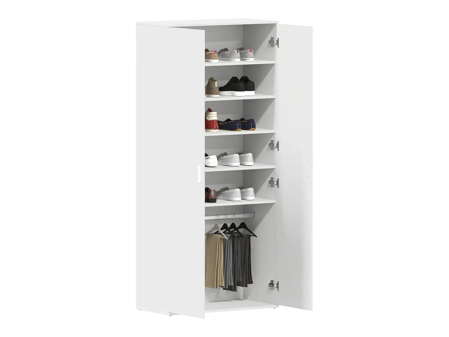 Zapatero blanco 80x39x180 cm fabricado en madera de ingeniería
