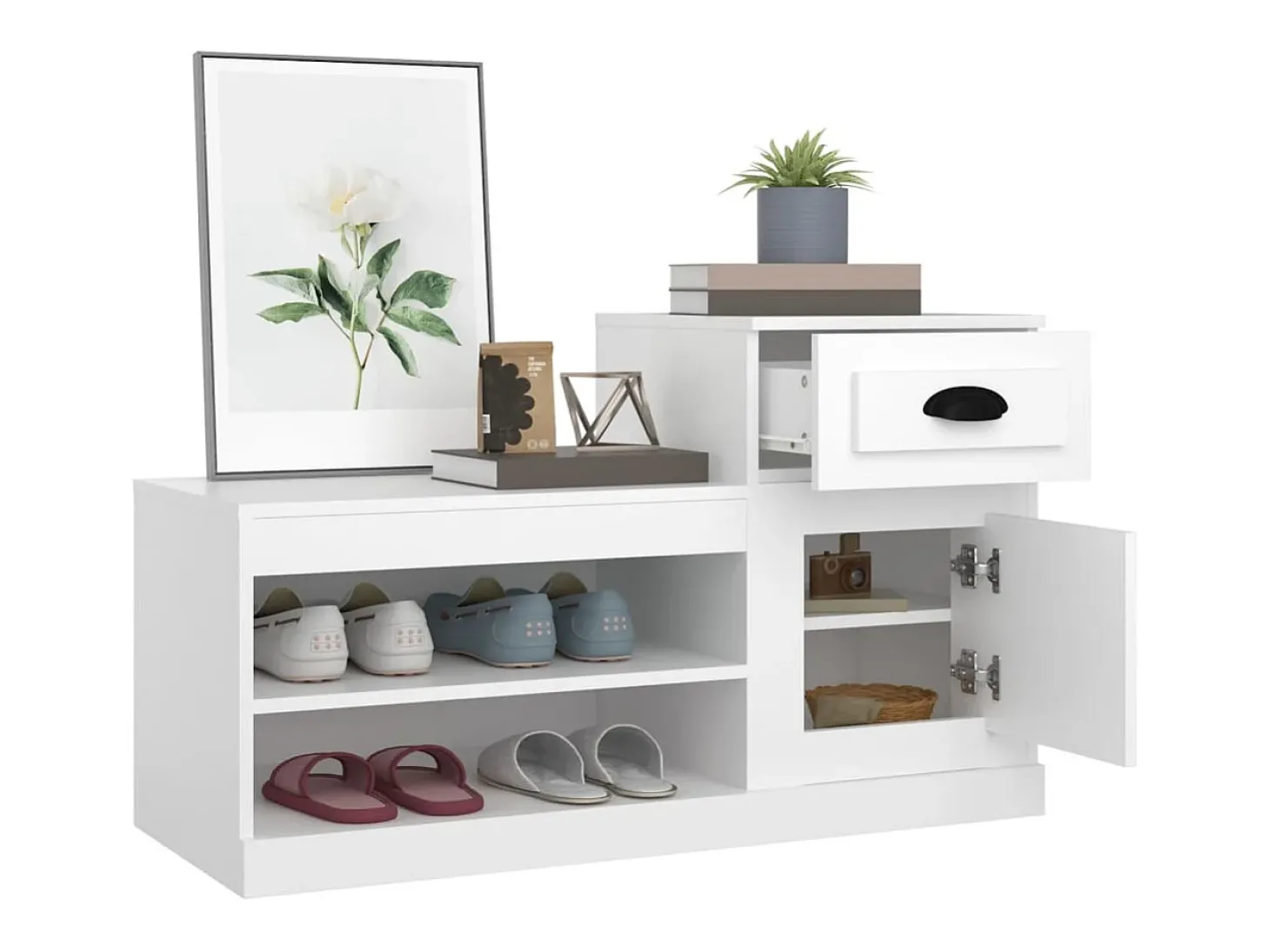Zapatero blanco 100x42x60 cm madera contrachapada