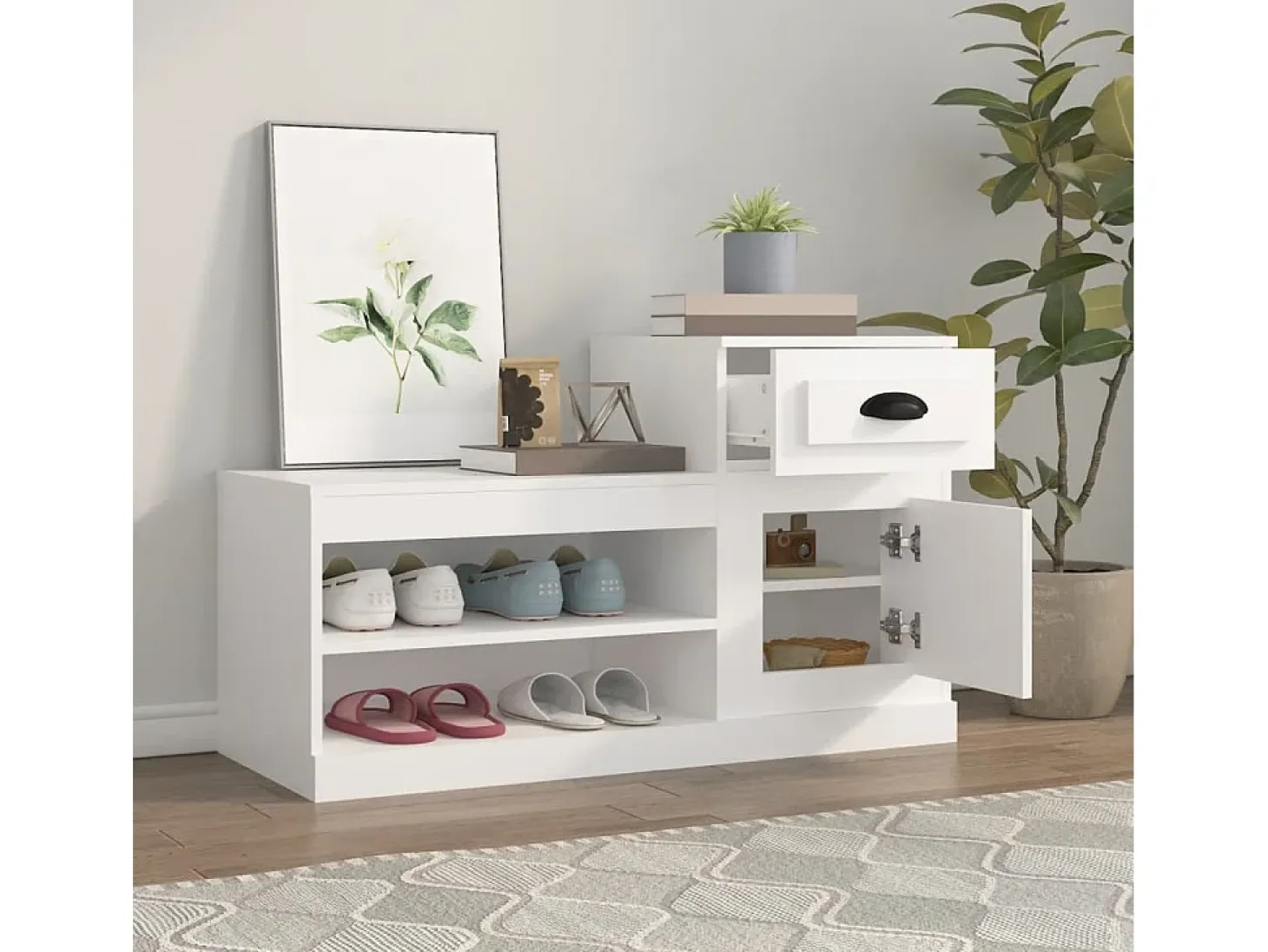 Zapatero blanco 100x42x60 cm madera contrachapada