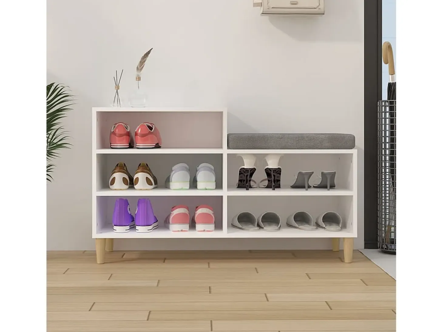Zapatero blanco 102x36x60 cm Madera contrachapada