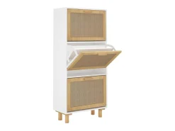 Zapatero blanco 52x25x115 cm Madera de ingeniería/ratán