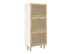 Zapatero blanco 52x25x115 cm Madera de ingeniería/ratán