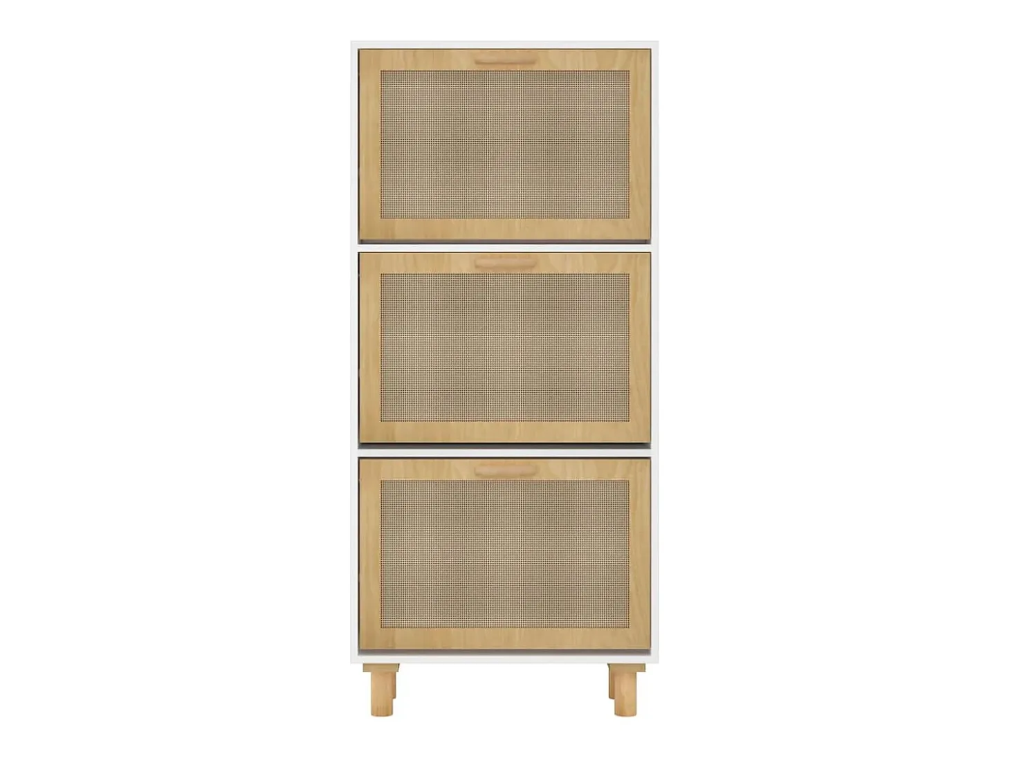 Zapatero blanco 52x25x115 cm Madera de ingeniería/ratán