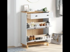Zapatero Blanco 85x35x108 cm Madera Maciza de Pino