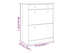 Zapatero blanco 77x35x96 cm madera maciza de pino