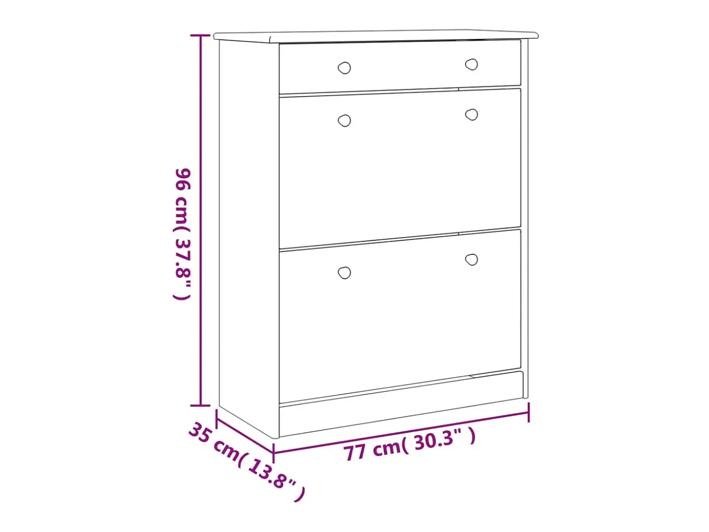 Zapatero blanco 77x35x96 cm madera maciza de pino