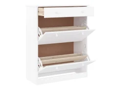 Zapatero blanco 77x35x96 cm madera maciza de pino