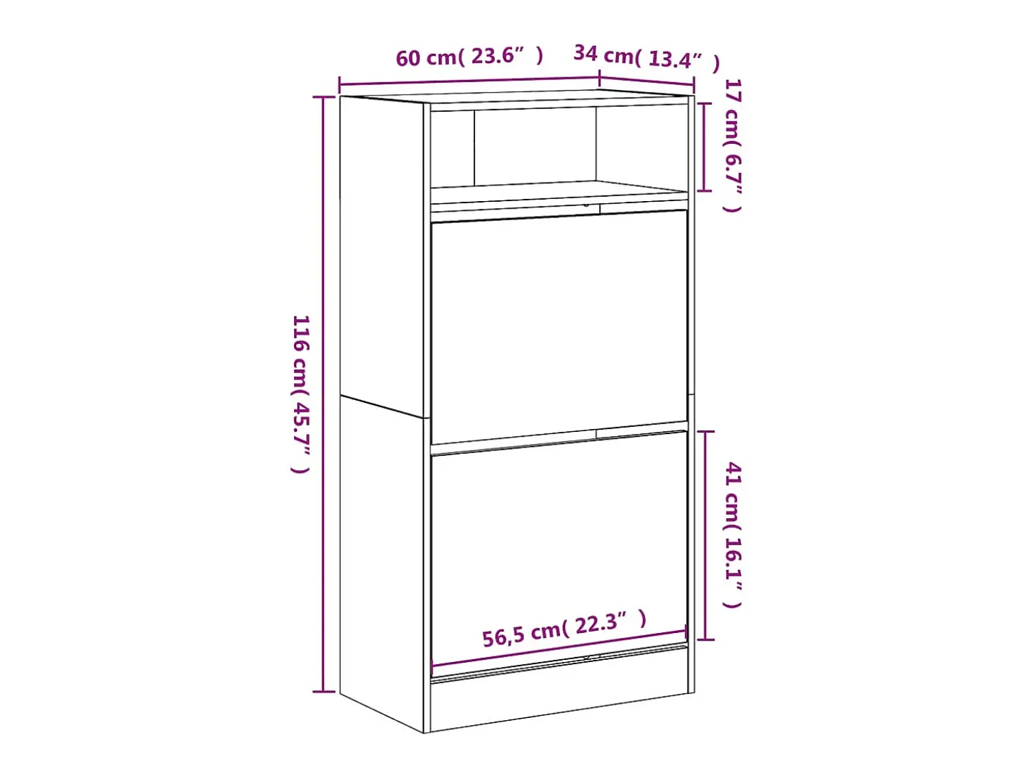 Zapatero blanco 60x34x116 cm madera contrachapada